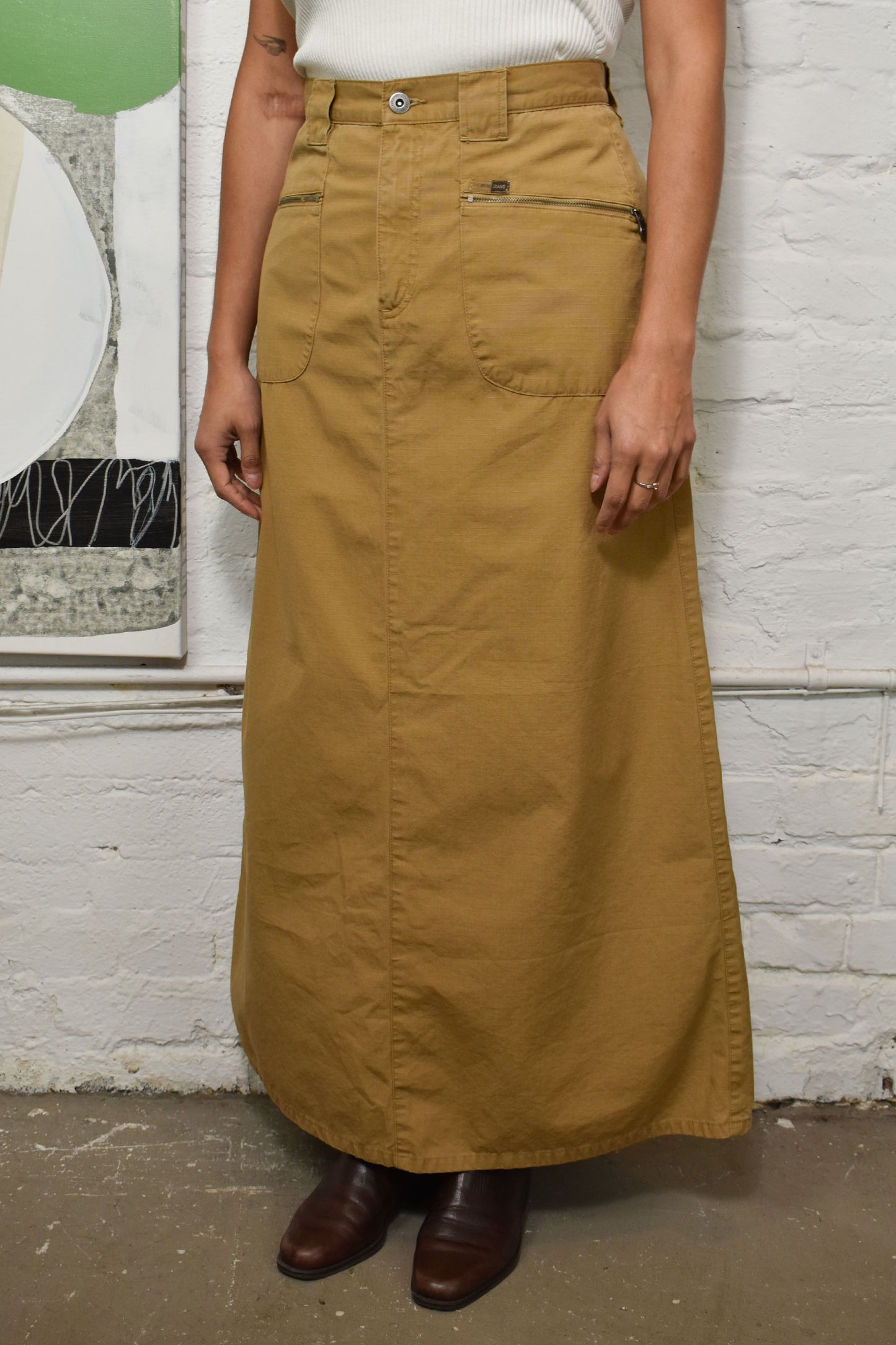 Vintage Y2K Khaki Maxi Skirt