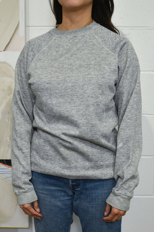 Vintage Soft Heather Grey Raglan Sweatshirt