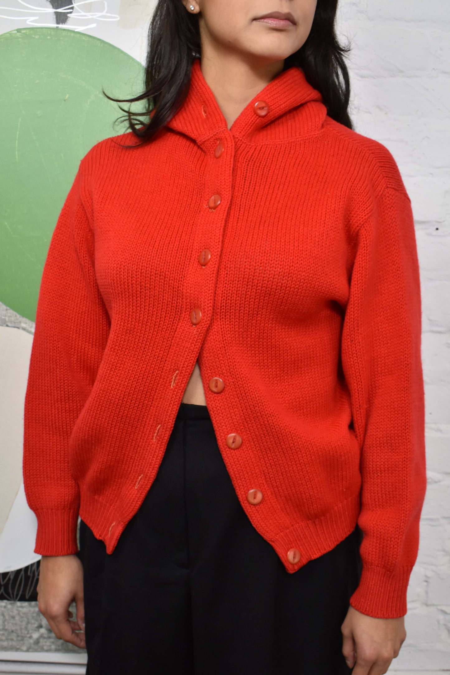 Vintage 1960's "Bobbie Brooks" Red Wool Cardigan Sweater