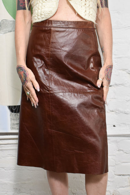 Vintage "GAP" Deep Brown Leather Skirt