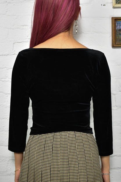 Vintage 90's Black Velvet Stretch Top