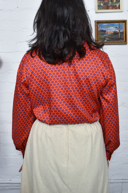 Vintage 1960's "Saks Fifth Avenue" Mod Honeycomb Floral Blouse