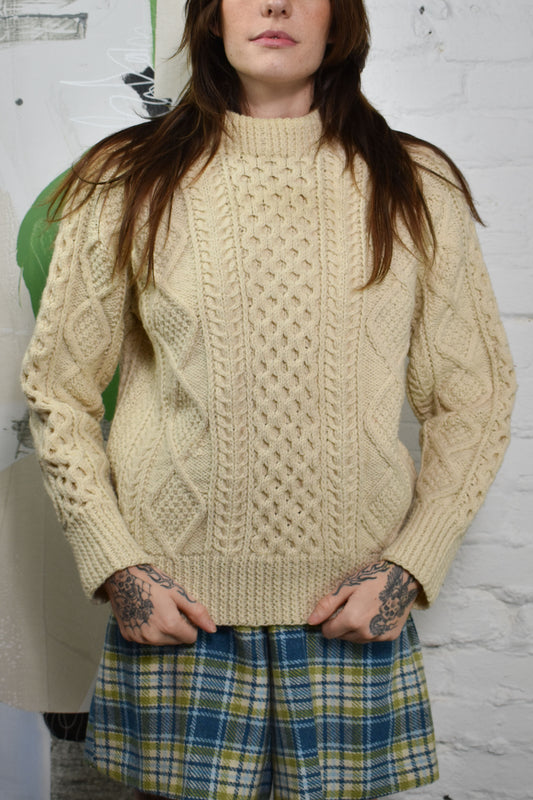 Vintage Wool Irish Cable Knit Sweater