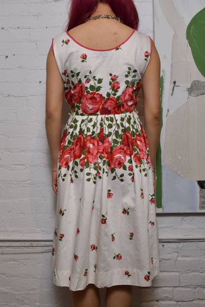 Vintage 50s Floral Sleeveless Dress