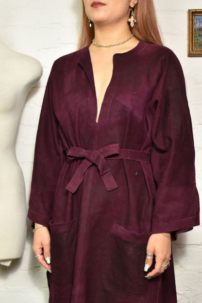 Vintage 1960's "Jean Muir" Aubergine Suede Dress