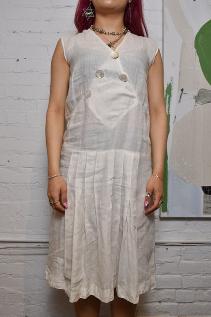 Antique 20s Ivory Cotton Dress