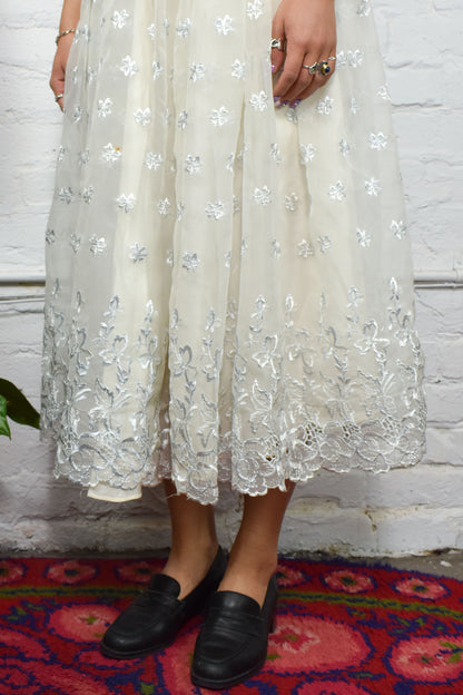 Vintage 1950's Periwinkle Embroidered Party Dress