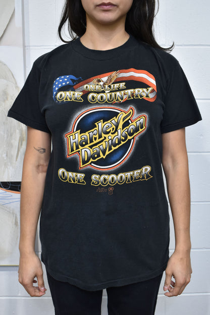 Vintage 80s 3D Emblem "Harley Davidson" One Scooter T-shirt