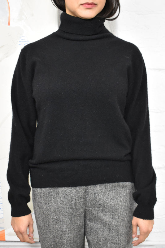 Vintage "Celeste" Black Cashmere Turtleneck Sweater