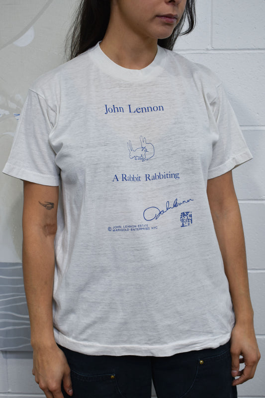 Vintage 1980's John Lennon "A Rabbit Rabbiting" T-Shirt