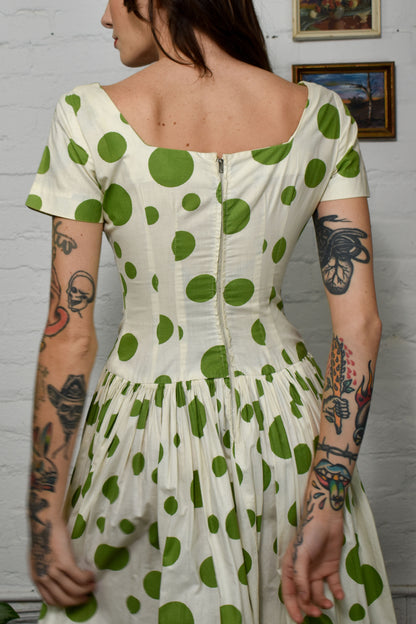 Fifties Cotton Polka Dot Day Dress