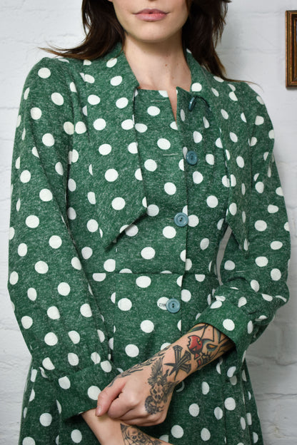 Vintage 1960's "Nu-Mode" Green Polka Dot Dress