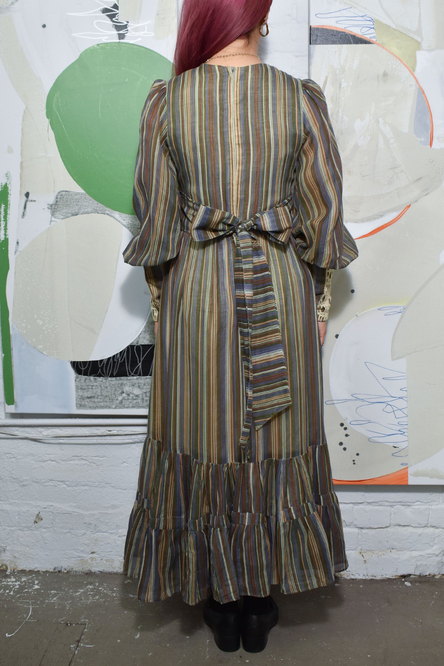 Vintage 1970's Striped "Gunne Sax" Maxi Dress