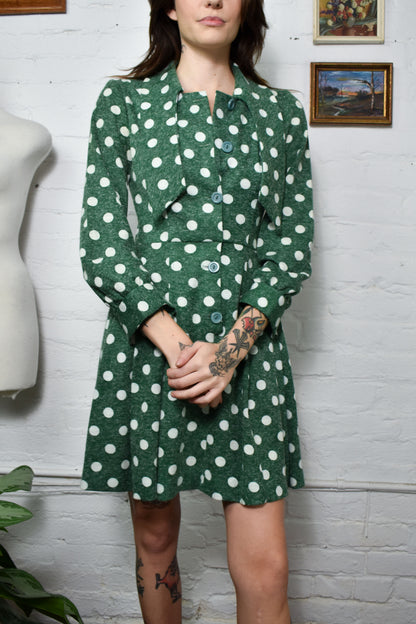 Vintage 1960's "Nu-Mode" Green Polka Dot Dress