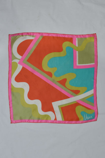 Vintage "Vera" Vibrant Abstract Silk Scarf