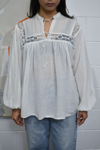 Vintage 1970's "Romance of California" Gauzy Cotton Peasant Blouse