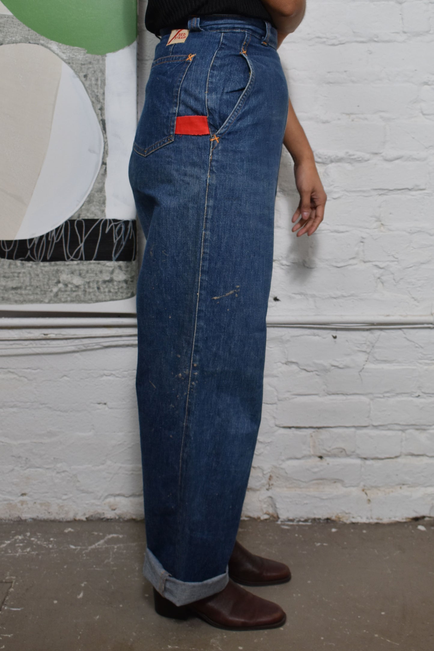 Vintage 1950's GWG Red Strap Side Zip Jeans