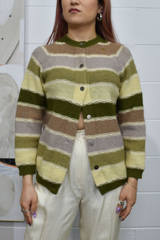 Vintage 60's "Selma Milano" Striped Mohair Cardigan Sweater