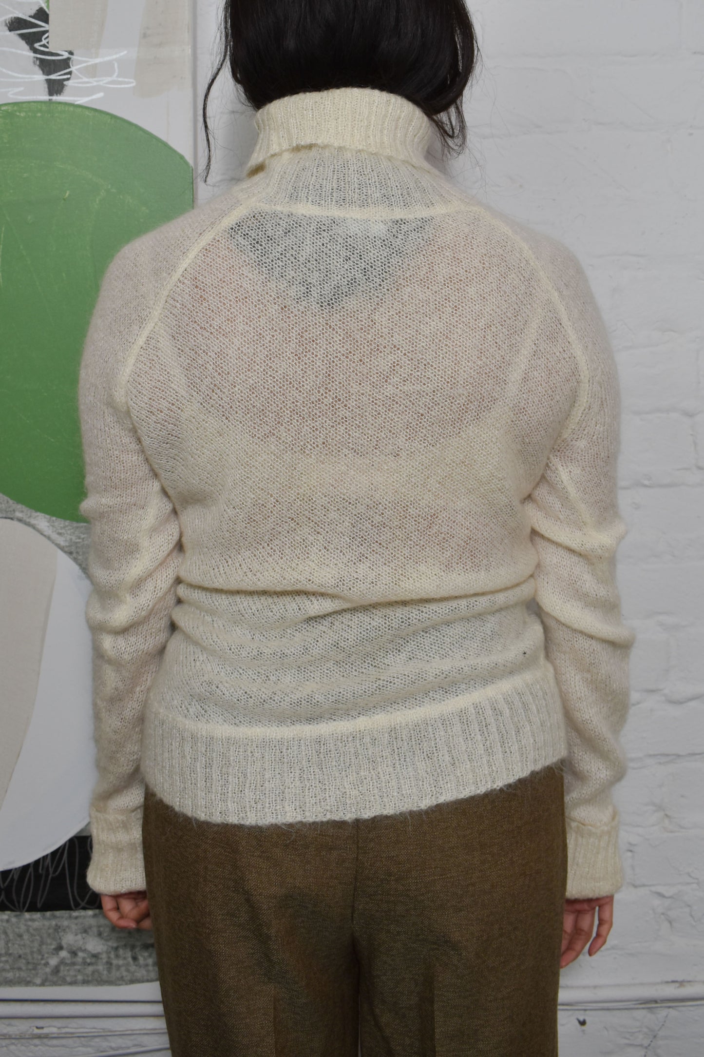Vintage 90's Ivory Mohair Turtleneck Sweater