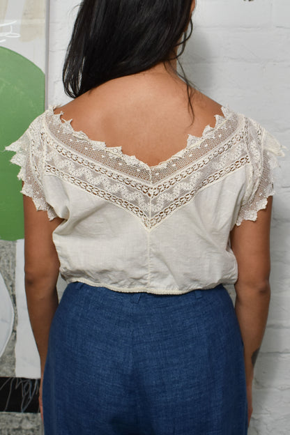 Antique Cotton Lace Corset Cover Top