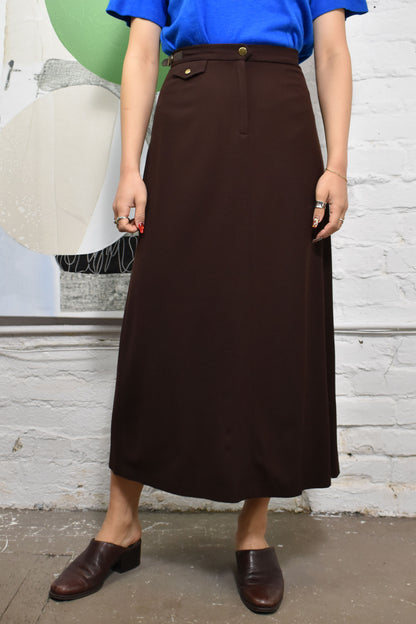 Vintage "Ralph Lauren" Brown Wool Maxi Skirt