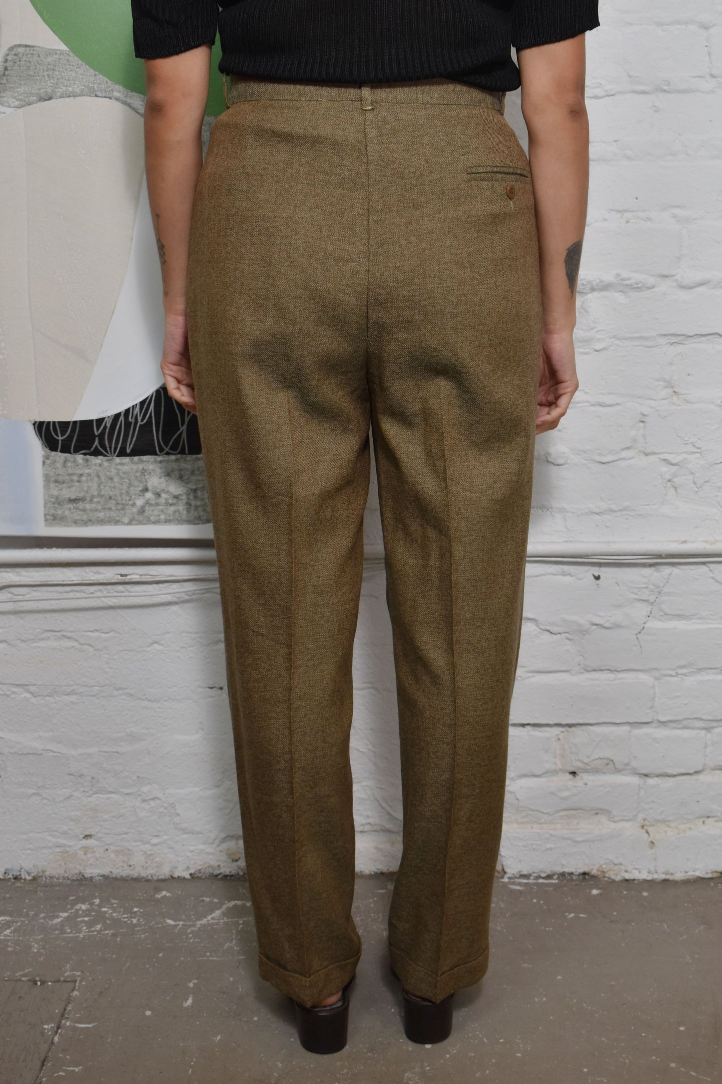 Vintage 90's Brown Pleated Wool Trousers