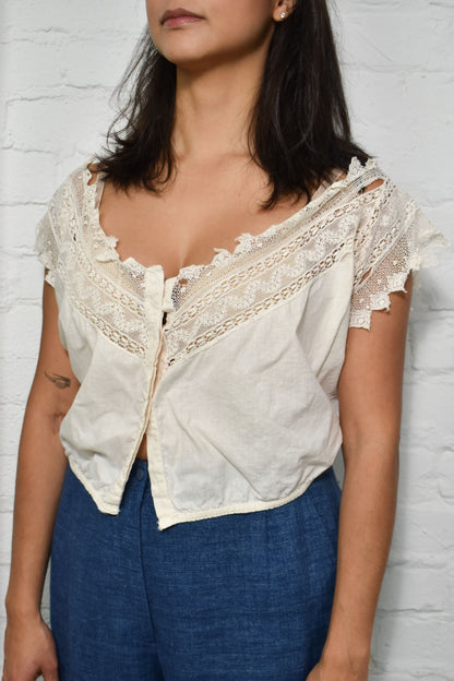 Antique Cotton Lace Corset Cover Top