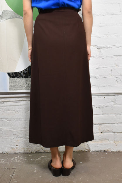 Vintage "Ralph Lauren" Brown Wool Maxi Skirt