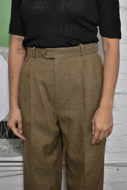 Vintage 90's Brown Pleated Wool Trousers