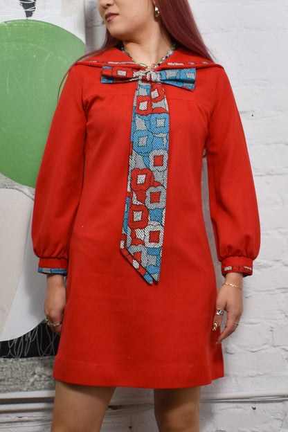 Vintage 60s "Teena Paige" Red Sailor Dress