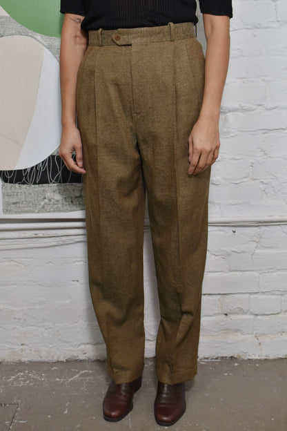 Vintage 90's Brown Pleated Wool Trousers