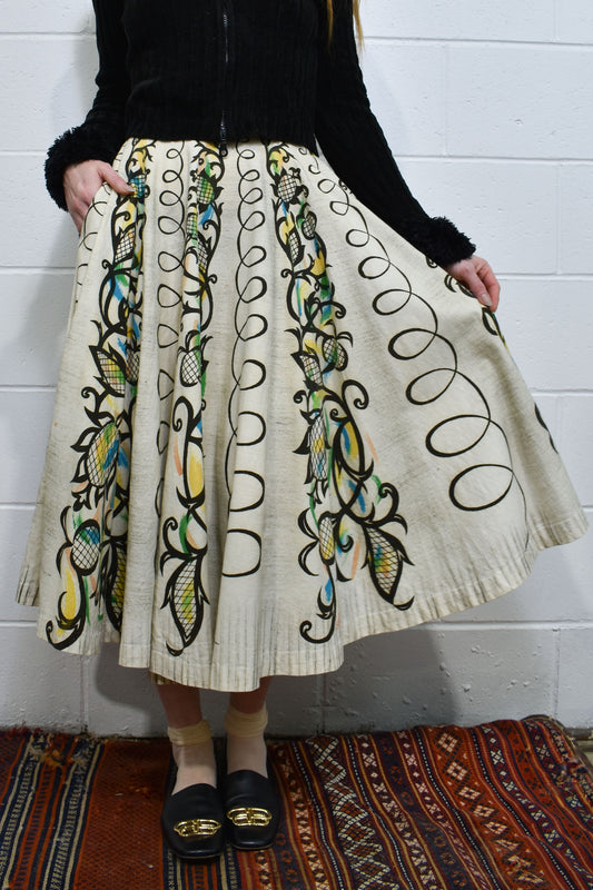 Vintage 50's/60's "Londy of Mexico" Hand Painted Souvenir Circle Skirt