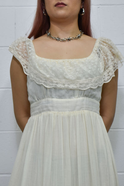 Seventies "Gunne Sax" Ivory Maxi Dress