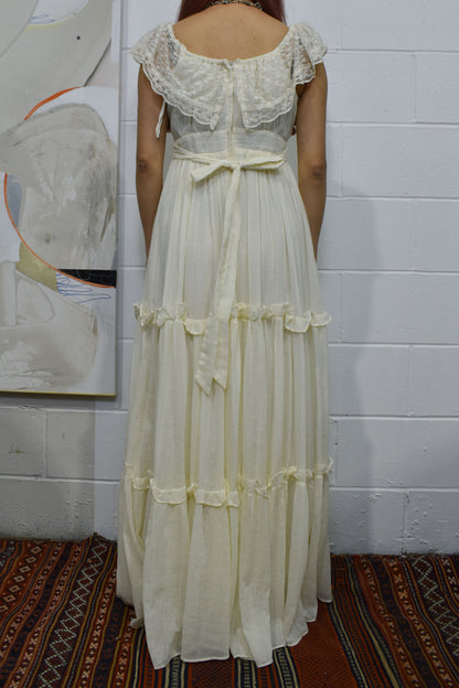 Seventies "Gunne Sax" Ivory Maxi Dress