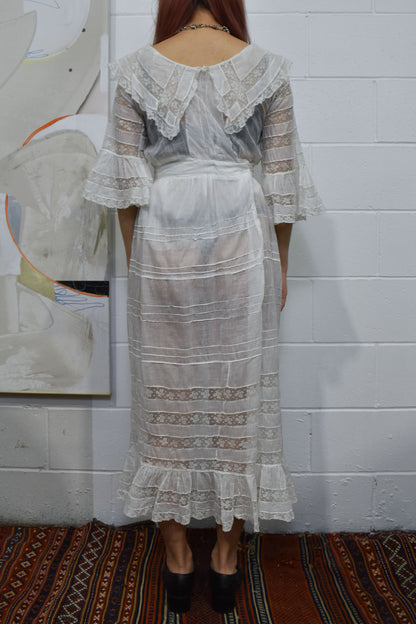 Antique Edwardian Gauze Cotton Tea Dress