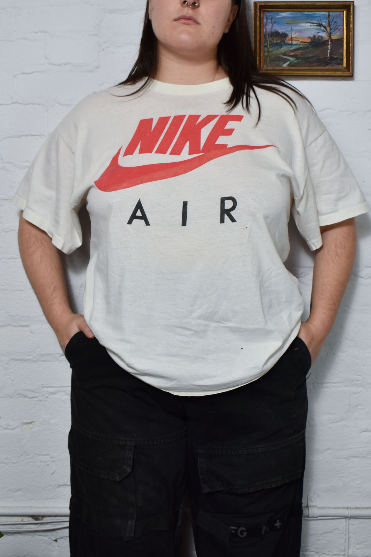 Vintage 90s Grey Tag "Nike Air" White T-shirt