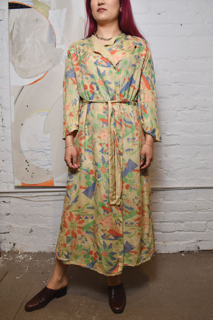 Antique 20s Silk Floral Robe