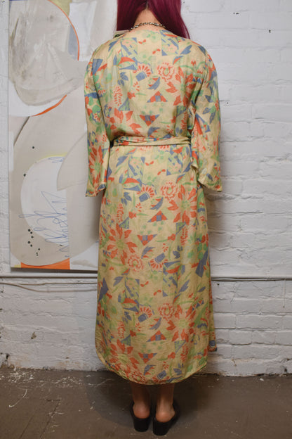 Antique 20s Silk Floral Robe