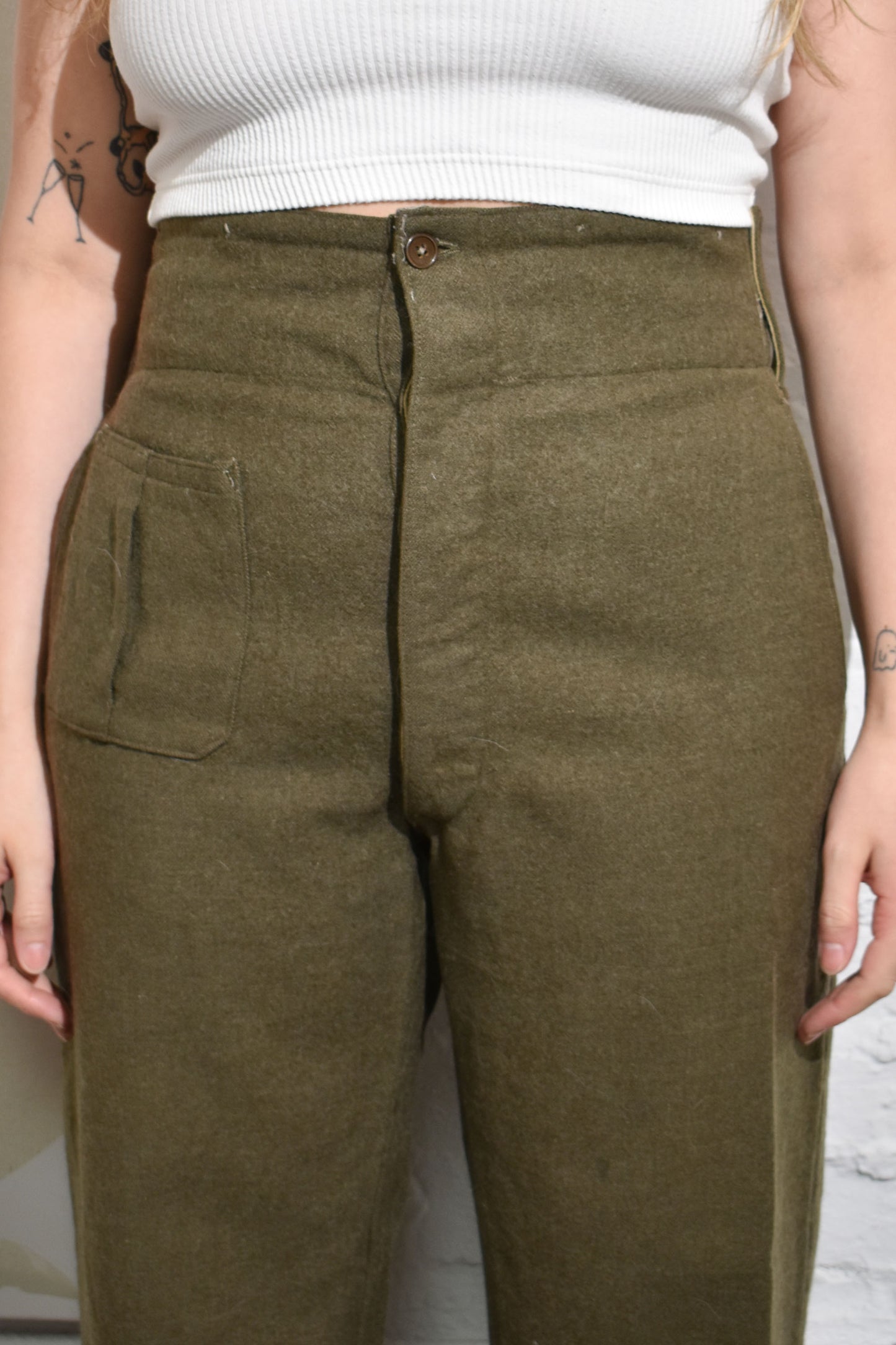 Vintage 50s Army Wool Cargo Pants