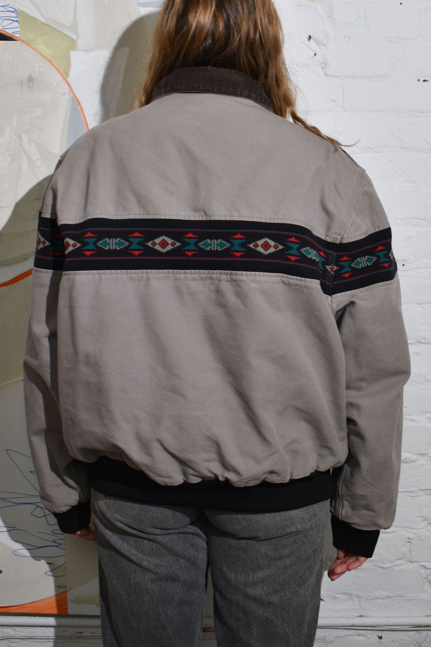Vintage 90s "Carhartt" Grey Aztec Quilted Jacket