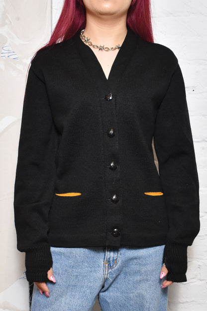 Vintage 40s "Octonek" Black Knit Collegiate Cardigan