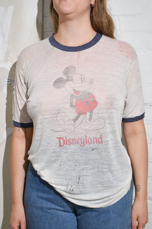 Sixties "Mickey Mouse" Paper Thin Ringer Disneyland T-shirt