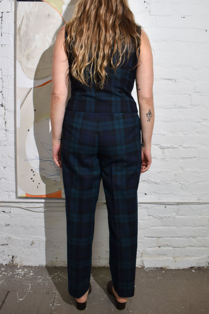 Vintage Plaid Wool Two Piece Women's Suit