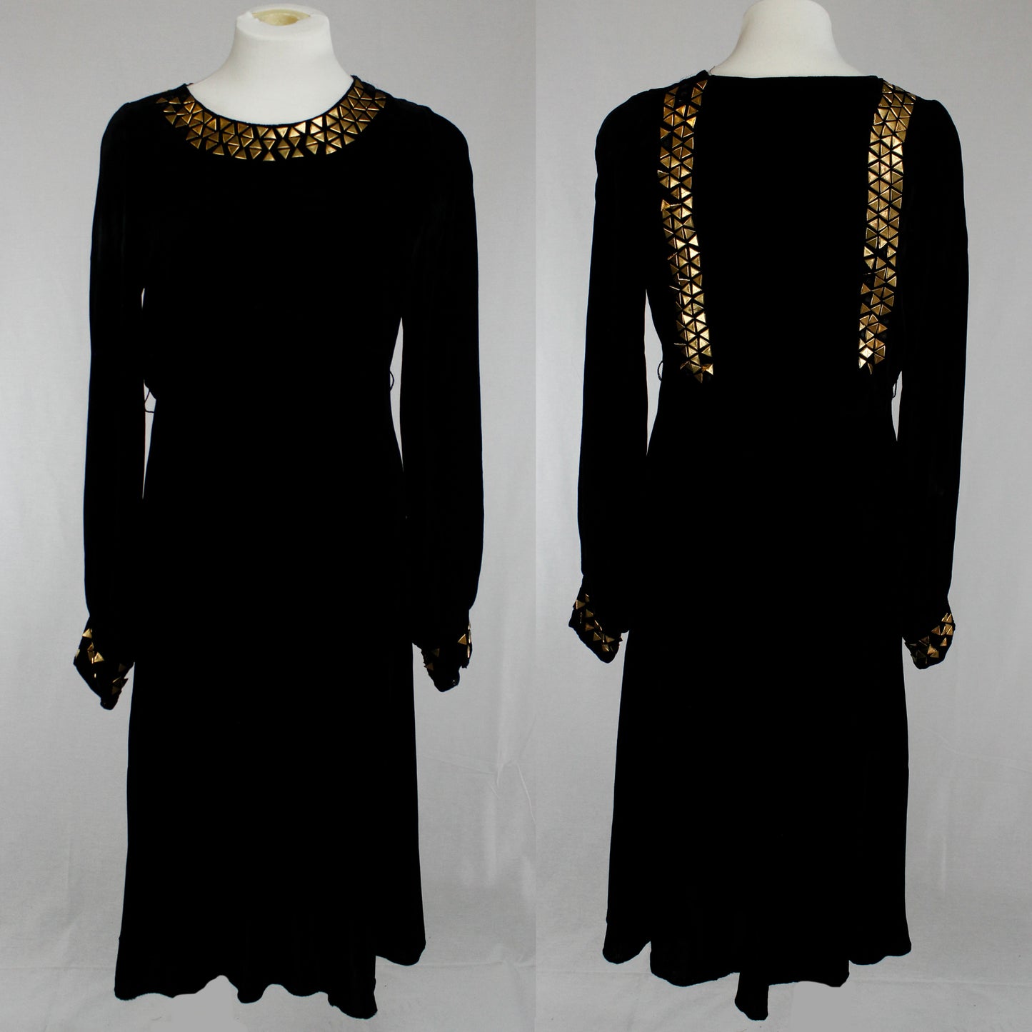 Vintage 1940's Black Dress With Studs