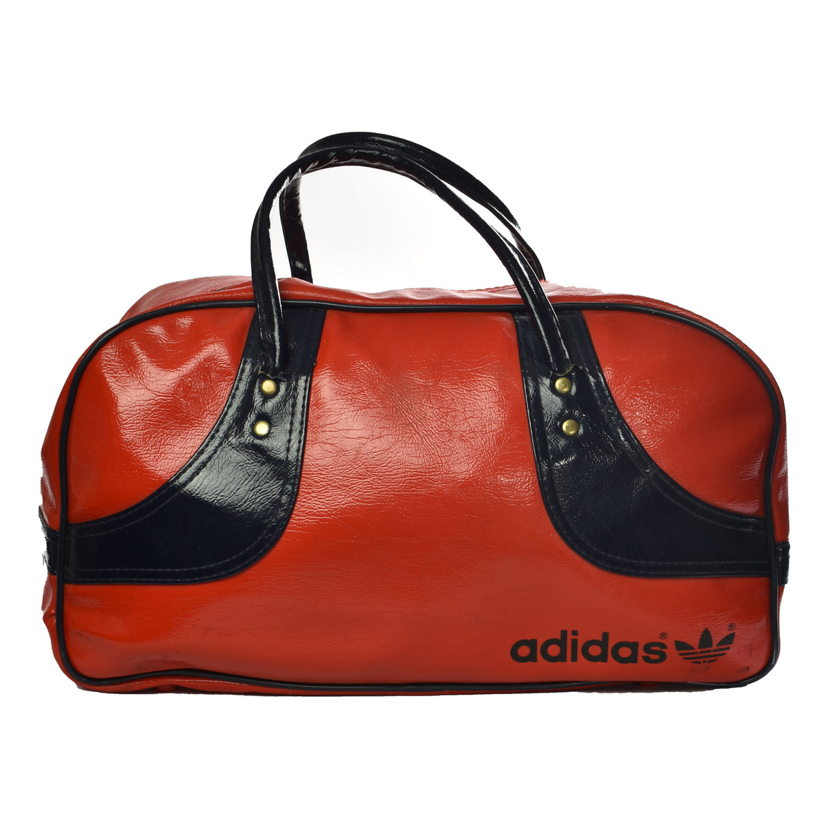 Vintage 70's Adidas Gym bag in Red with Navy accents Retro Vinyl Gym B