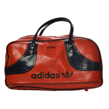 Vintage 70's Adidas Gym bag in Red with Navy accents Retro Vinyl Gym Bag