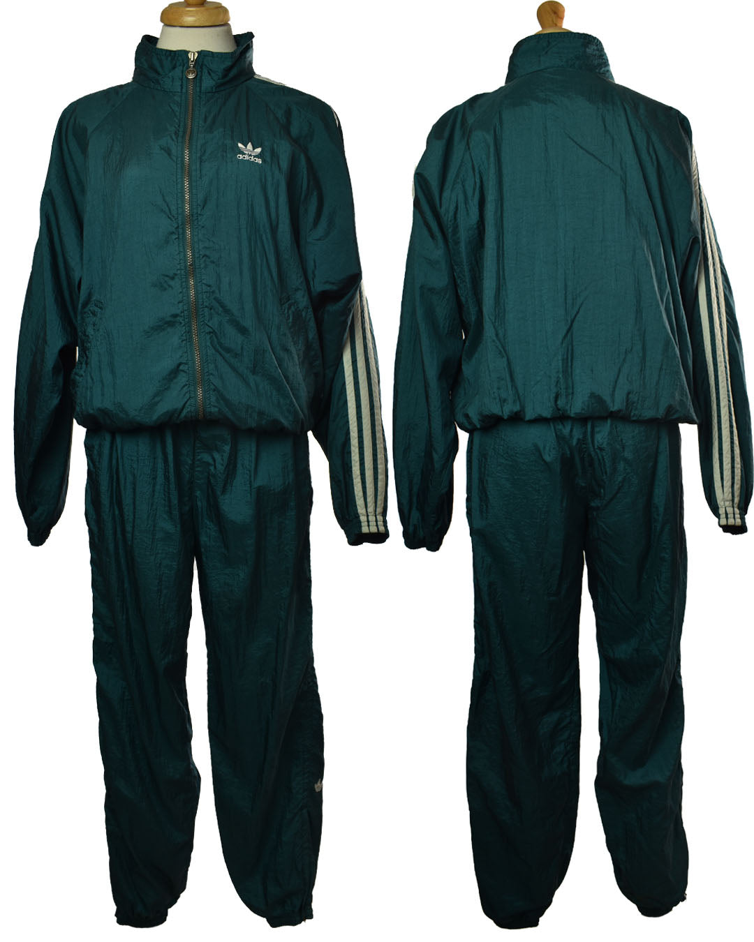 Vintage 90s Adidas Track Suit in Emerald Green Nylon Size M
