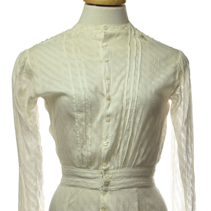 Antique Victorian Cotton Button Up Lace Detail Dress