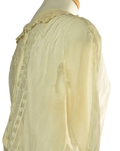 Antique Edwardian Cotton Lace Embroidered Blouse