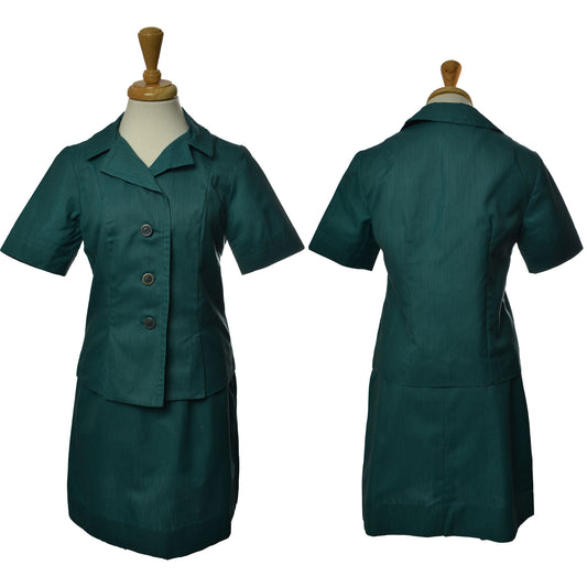 Vintage 60s-70s Dark Teal Army Community Service by Lorch-Dallas Skirt Set